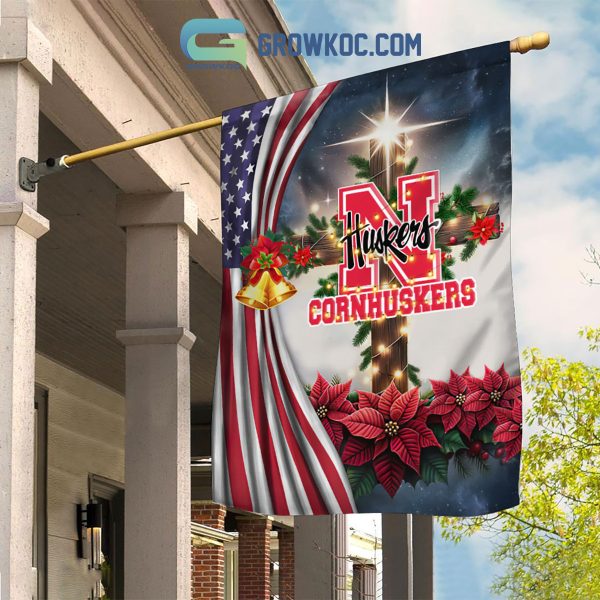 Nebraska Cornhuskers NCAA Jesus Christmas House Garden Flags