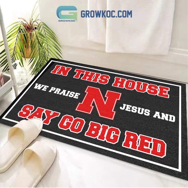 Nebraska Cornhuskers Praise Jesus And Go Big Red Doormat