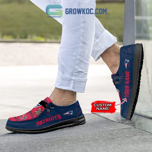 New England Patriots Men Suporter Gift Merry Christmas Custom Name Hey Dude Shoes