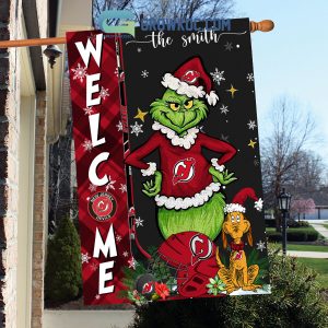 New Jersey Devils Grinch Christmas Personalized House Garden Flag Canvas