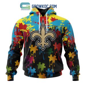 New Orleans Saints Personalized Autism Awareness Puzzle Painting Hoodie Shirts