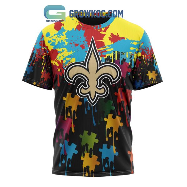 New Orleans Saints Personalized Autism Awareness Puzzle Painting Hoodie Shirts