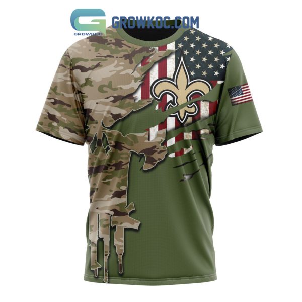 New Orleans Saints Personalized Veterans Camo Hoodie Shirt