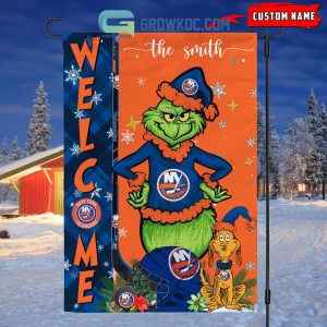 New York Islanders Grinch Christmas Personalized House Garden Flag Canvas