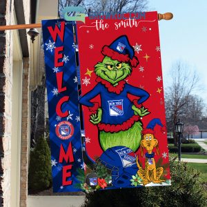 New York Rangers Grinch Christmas Personalized House Garden Flag Canvas