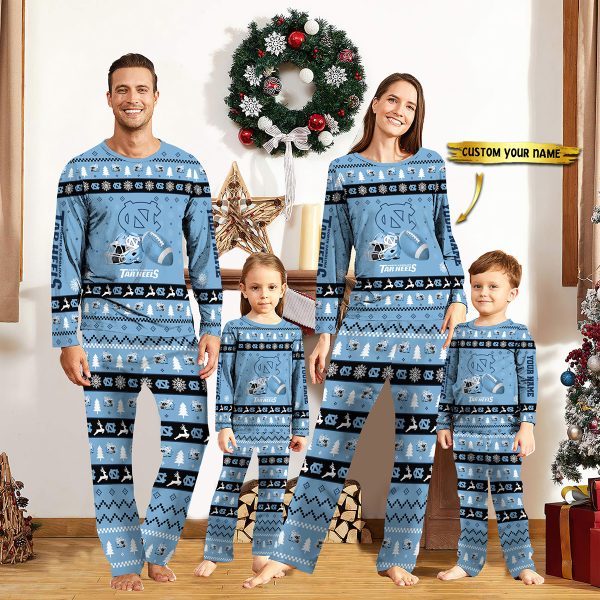 North Carolina Tar Heels NCAA Team Christmas Personalized Long Sleeve Pajamas Set