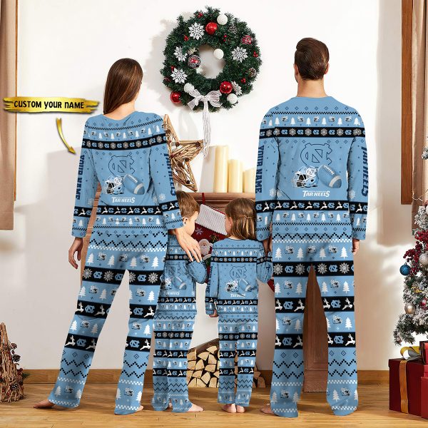 North Carolina Tar Heels NCAA Team Christmas Personalized Long Sleeve Pajamas Set