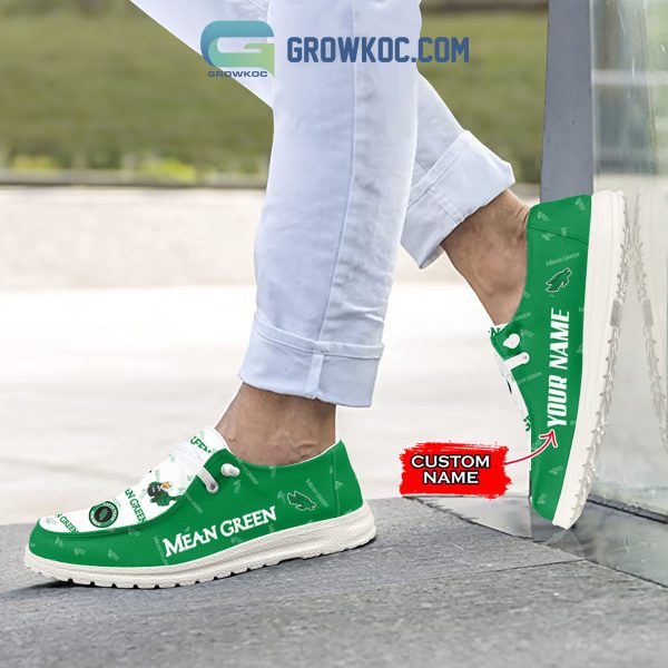 North Texas Mean Green Supporters Gift Merry Christmas Custom Name Hey Dude Shoes