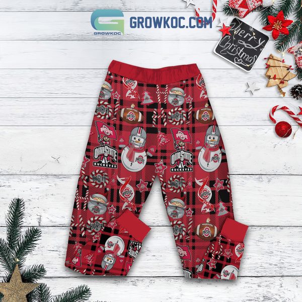 Ohio State Buckeyes Grinch Hate Us Christmas Fleece Pajamas Set Long Sleeve