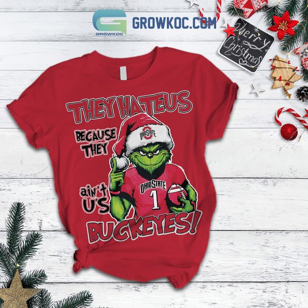 Ohio State Buckeyes Grinch Hate Us Christmas Fleece Pajamas Set