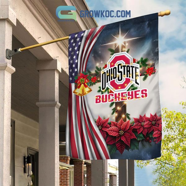 Ohio State Buckeyes NCAA Jesus Christmas House Garden Flags