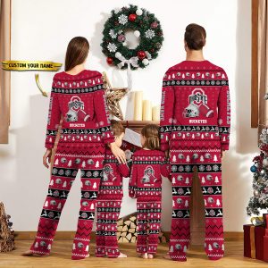Ohio State Buckeyes NCAA Team Christmas Personalized Long Sleeve Pajamas Set