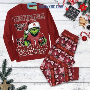 Oklahoma Sooners Grinch Hate Us Christmas Fleece Pajamas Set Long Sleeve