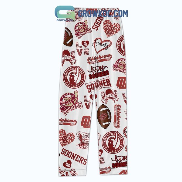 Oklahoma Sooners Let’s Go Sooners White Design Polyester Pajamas Set