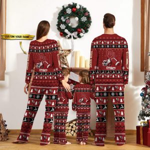Oklahoma Sooners NCAA Team Christmas Personalized Long Sleeve Pajamas Set