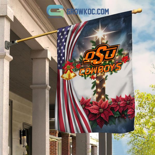 Oklahoma State Cowboys NCAA Jesus Christmas House Garden Flags