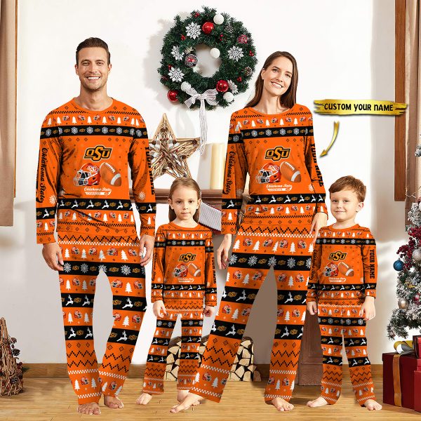 Oklahoma State Cowboys NCAA Team Christmas Personalized Long Sleeve Pajamas Set