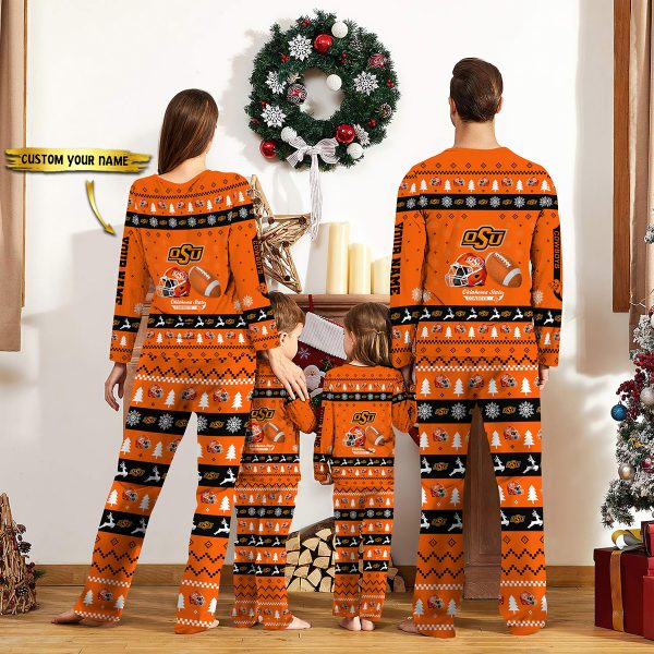 Oklahoma State Cowboys NCAA Team Christmas Personalized Long Sleeve Pajamas Set