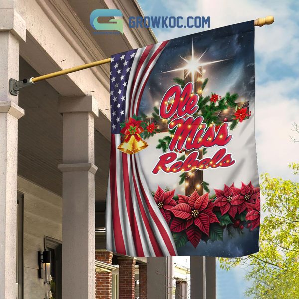 Ole Miss Rebels NCAA Jesus Christmas House Garden Flags