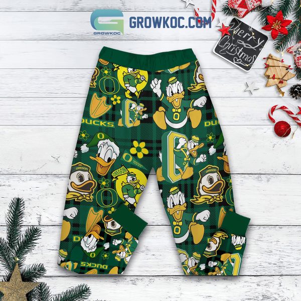 Oregon Ducks Grinch Hate Us Christmas Fleece Pajamas Set Long Sleeve