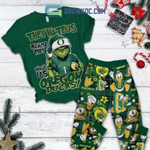 Oregon Ducks Grinch Hate Us Christmas Fleece Pajamas Set