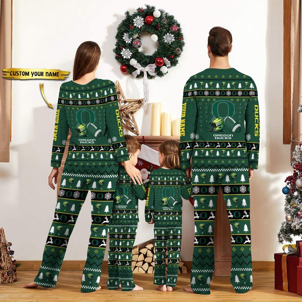 Oregon Ducks NCAA Team Christmas Personalized Long Sleeve Pajamas Set