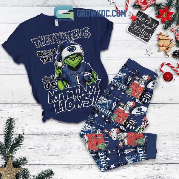 Penn State Nittany Lions Grinch Hate Us Christmas Fleece Pajamas Set