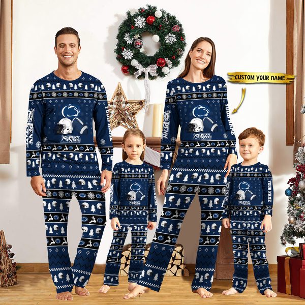 Penn State Nittany Lions NCAA Team Christmas Personalized Long Sleeve Pajamas Set