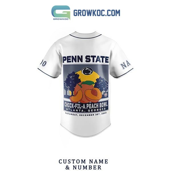 Penn State Nittany Lions Chick-fil-APeach Bowl Personalized Baseball Jersey White