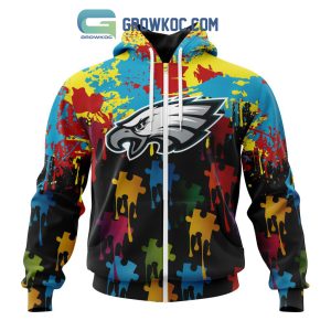 Philadelphia Eagles Personalized Autism Awareness Puzzle Painting Hoodie Shirts