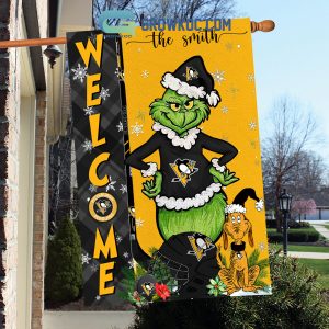 Pittsburgh Penguins Grinch Christmas Personalized House Garden Flag Canvas