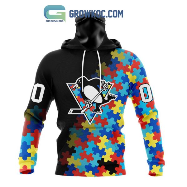 Pittsburgh Penguins Puzzle Design Autism Awareness Personalized Hoodie Shirts