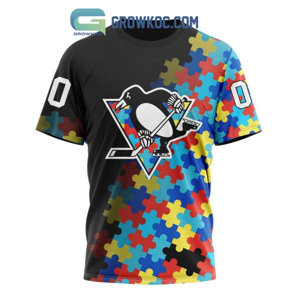 Pittsburgh Penguins Puzzle Design Autism Awareness Personalized Hoodie Shirts