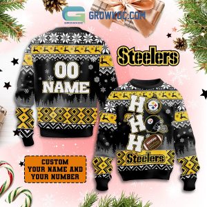 Pittsburgh Steelers Ho Ho Ho Personalized Christmas Ugly Sweater