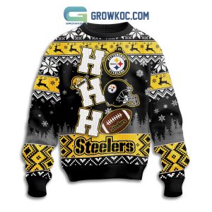Pittsburgh Steelers Ho Ho Ho Personalized Christmas Ugly Sweater