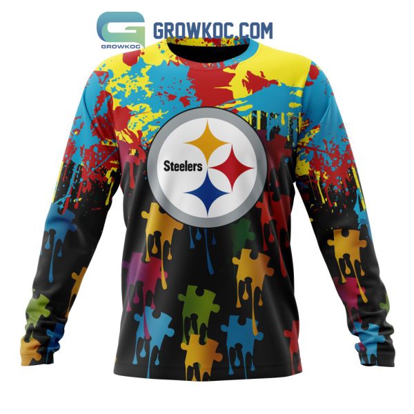 Pittsburgh Steelers Personalized Autism Awareness Puzzle Painting Hoodie Shirts
