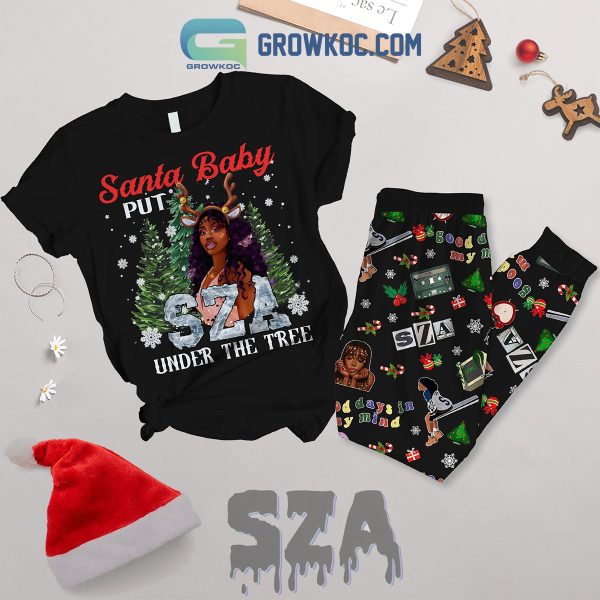 SZA Under The Tree Santa Baby Christmas Fleece Pajamas Set