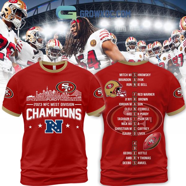 San Francisco 49ers 2023 Player Name NFC West Divison Champions Hoodie Shirts