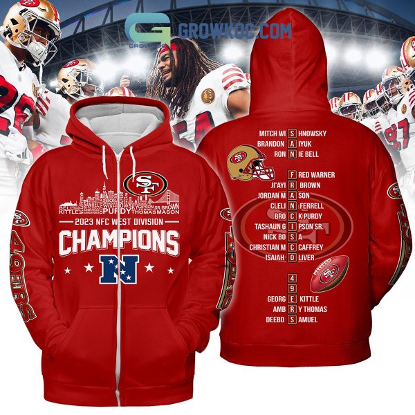 San Francisco 49ers 2023 Player Name NFC West Divison Champions Hoodie Shirts