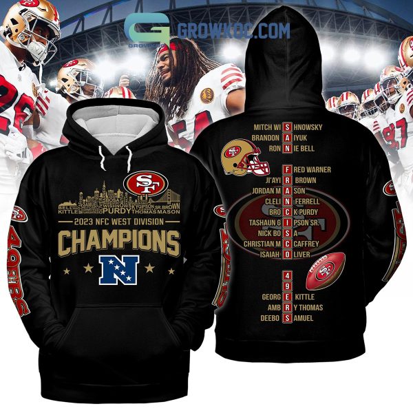 San Francisco 49ers 2023 Player Name NFC West Divison Champions Hoodie Shirts