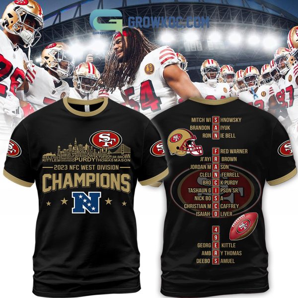 San Francisco 49ers 2023 Player Name NFC West Divison Champions Hoodie Shirts