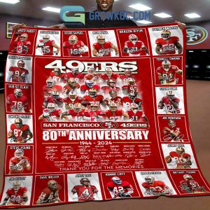 San Francisco 49ers 80th Anniversary Fleece Blanket Quilt