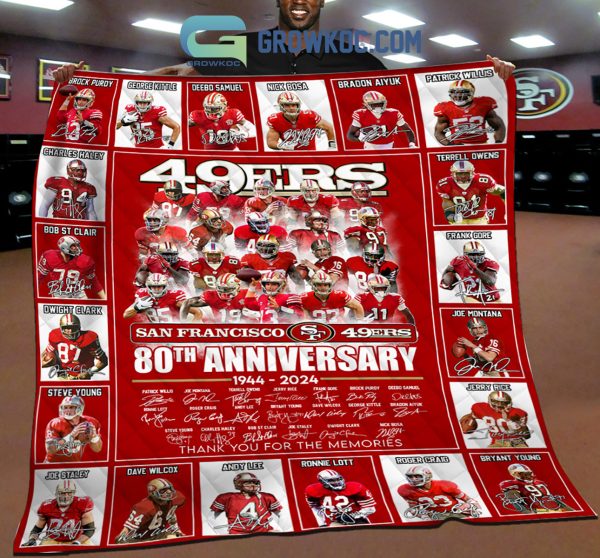 San Francisco 49ers 80th Anniversary Fleece Blanket Quilt