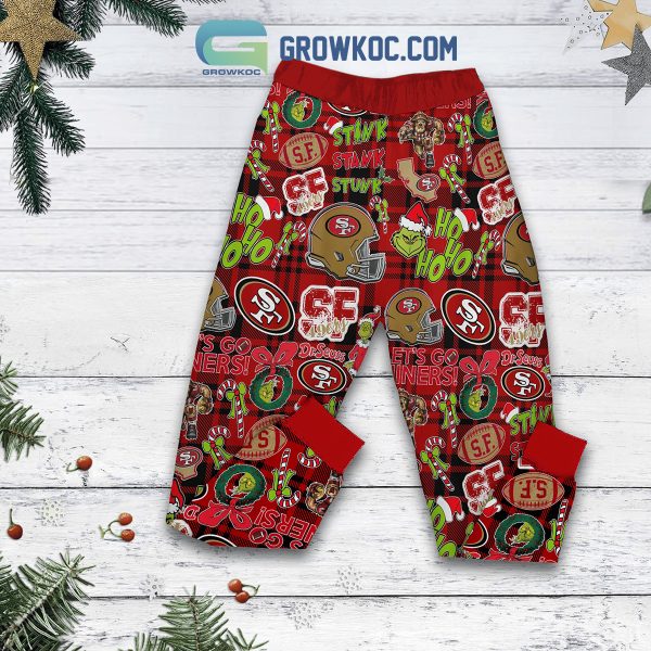 San Francisco 49ers Grinch Hate Us Christmas Fleece Pajamas Set