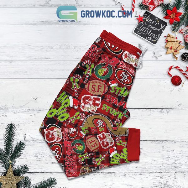 San Francisco 49ers Grinch Hate Us Christmas Fleece Pajamas Set