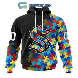 Seattle Kraken Puzzle Design Autism Awareness Personalized Hoodie Shirts