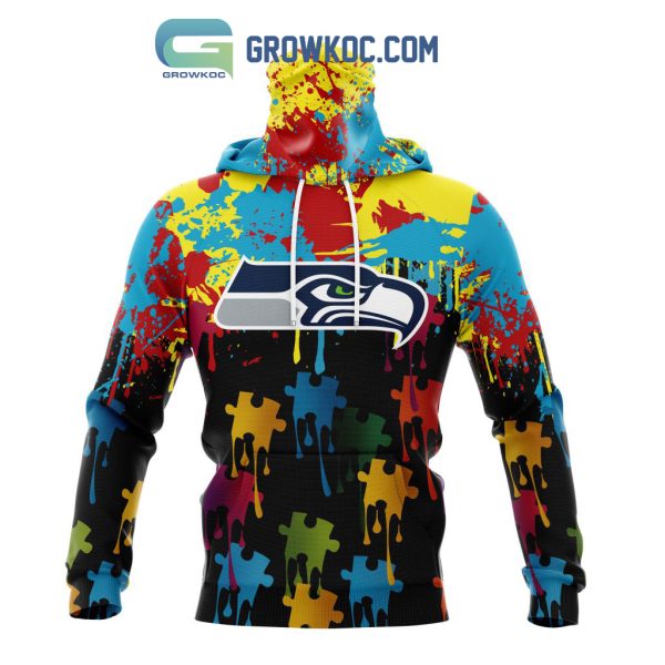 Seattle Seahawks Personalized Autism Awareness Puzzle Painting Hoodie Shirts