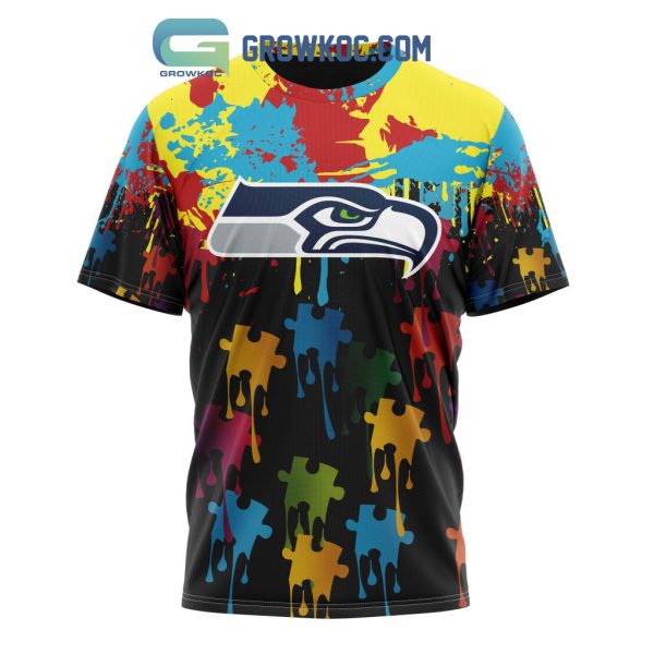 Seattle Seahawks Personalized Autism Awareness Puzzle Painting Hoodie Shirts