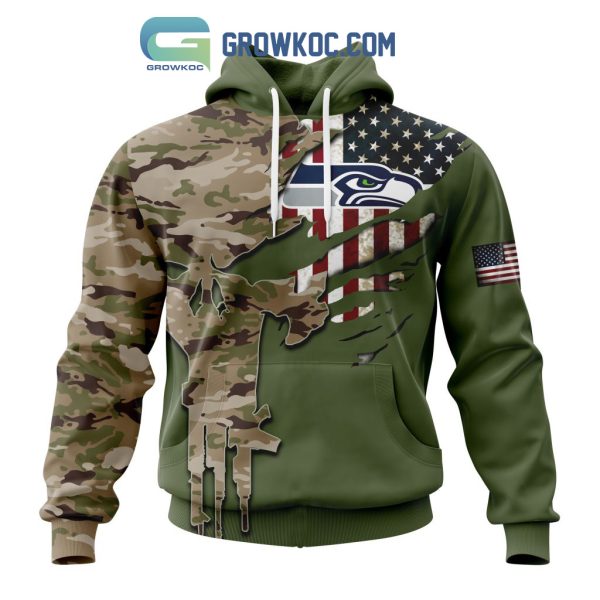 Seattle Seahawks Personalized Veterans Camo Hoodie Shirt