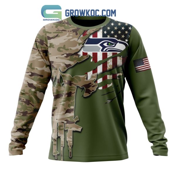 Seattle Seahawks Personalized Veterans Camo Hoodie Shirt